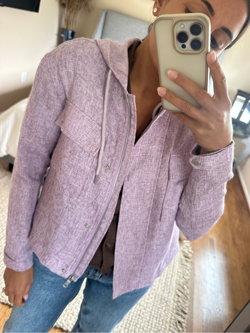 Avec Les Filles Lavender Textuted Jacket